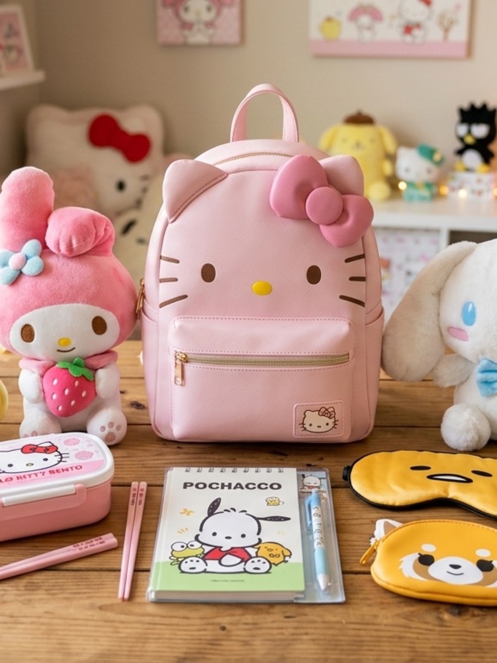 Hello Kitty Kids Pink Face Backpack - Cute Bow Design